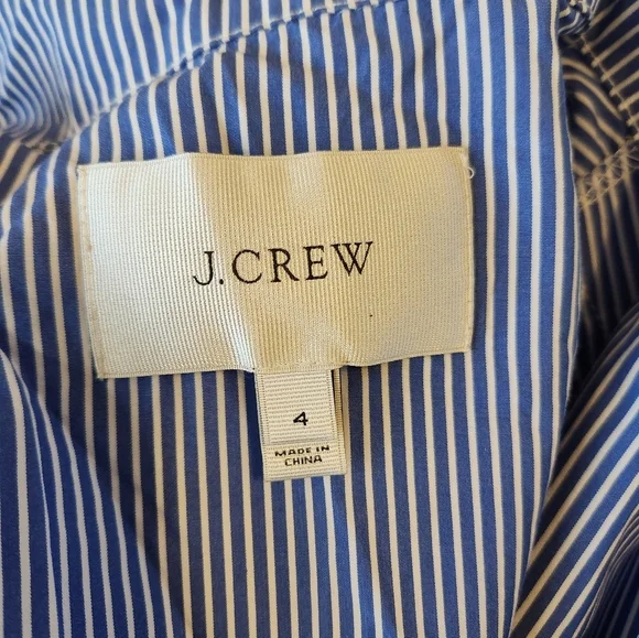 Women's Blue Striped Cotton J. Crew Blazer Size 4 - Picture 6 of 8